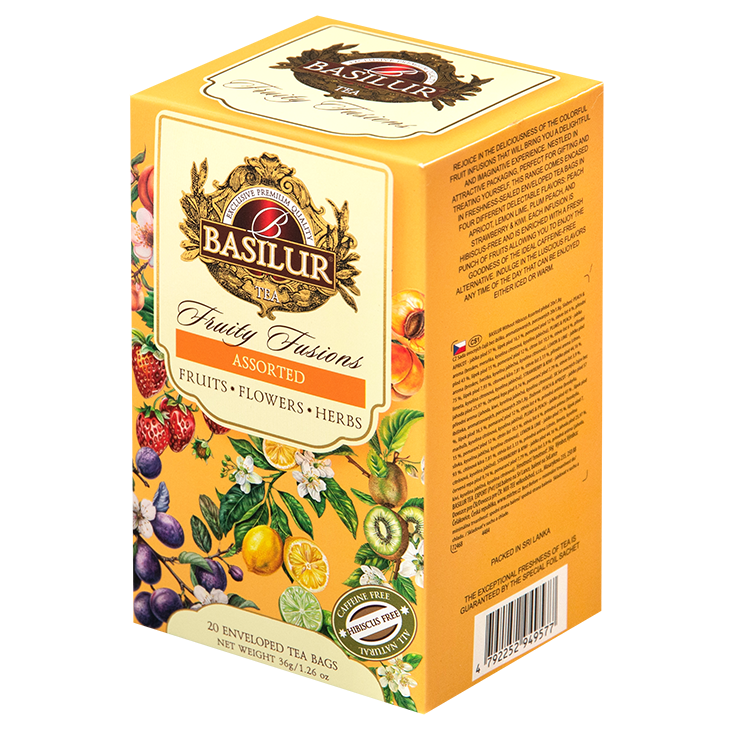 Opakowanie herbaty Basilur Fruity Fusions Assorted z serii Fruits Flowers Herbs.