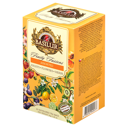 Opakowanie herbaty Basilur Fruity Fusions Assorted z serii Fruits Flowers Herbs.
