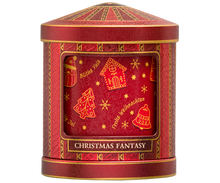 Tył puszki Basilur Christmas Fantasy z etykietą i opisem Christmas Carnival.