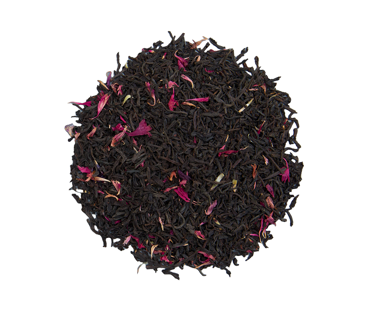 Czarna herbata Basilur Gift of Love z płatkami kwiatów, aromatyczna mieszanka.