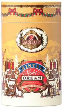 Herbata Basilur Golden Hour w eleganckiej złotej tubie – czarna herbata cejlońska.