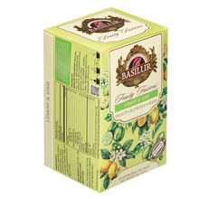 Bok opakowania Basilur Lemon & Lime – informacje o składzie i wartościach odżywczych.