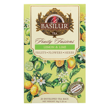 Front opakowania Basilur Lemon & Lime – owocowa kompozycja z kolekcji Fruity Fusions.