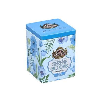 Etykieta frontowa Basilur Sweet Treats Serene Blooms elegancka puszka
