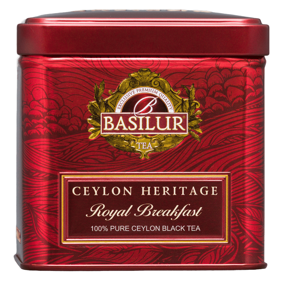 Front czerwonej puszki Basilur Royal Breakfast z kolekcji Ceylon Heritage