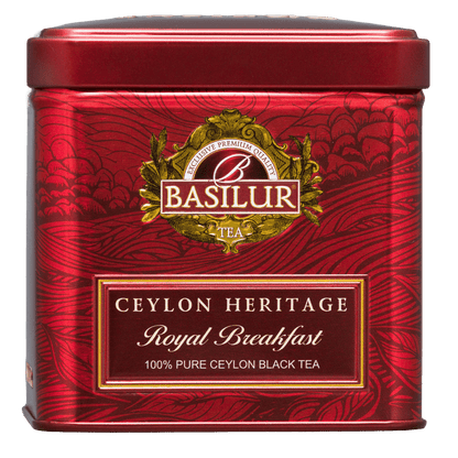 Front czerwonej puszki Basilur Royal Breakfast z kolekcji Ceylon Heritage