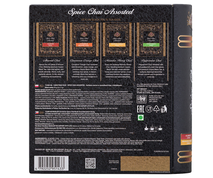 Zestaw herbat Basilur Spice Chai w ozdobnej puszce książce z motywem świątecznym, 32 torebki.
