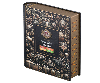 Basilur Spice Chai – tył opakowania z opisem smaków i składników.
