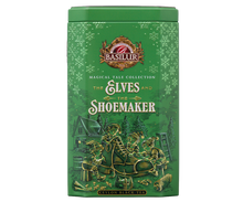 Przód puszki Basilur The Elves and the Shoemaker – elegancka herbata czarna cejlońska.