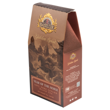 Herbata Basilur Year of the Horse – czarna herbata cejlońska w ozdobnym brązowym pudełku.