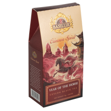 Opakowanie herbaty Basilur Crimson Spirit – czarna herbata cejlońska z kolekcji Year of the Horse, idealna na prezent.