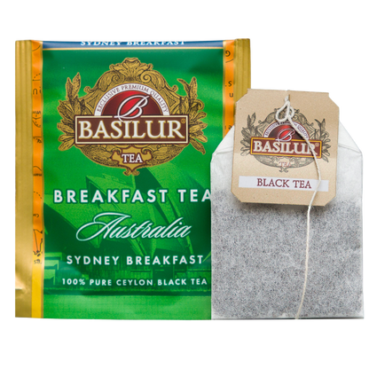 Basilur Sydney Breakfast, czarna herbata cejlońska w saszetce z kolekcji Basilur Breakfast Tea Australia.