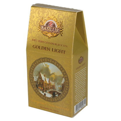 Opakowanie Basilur Golden Light – elegancka herbata czarna 100% Ceylon.