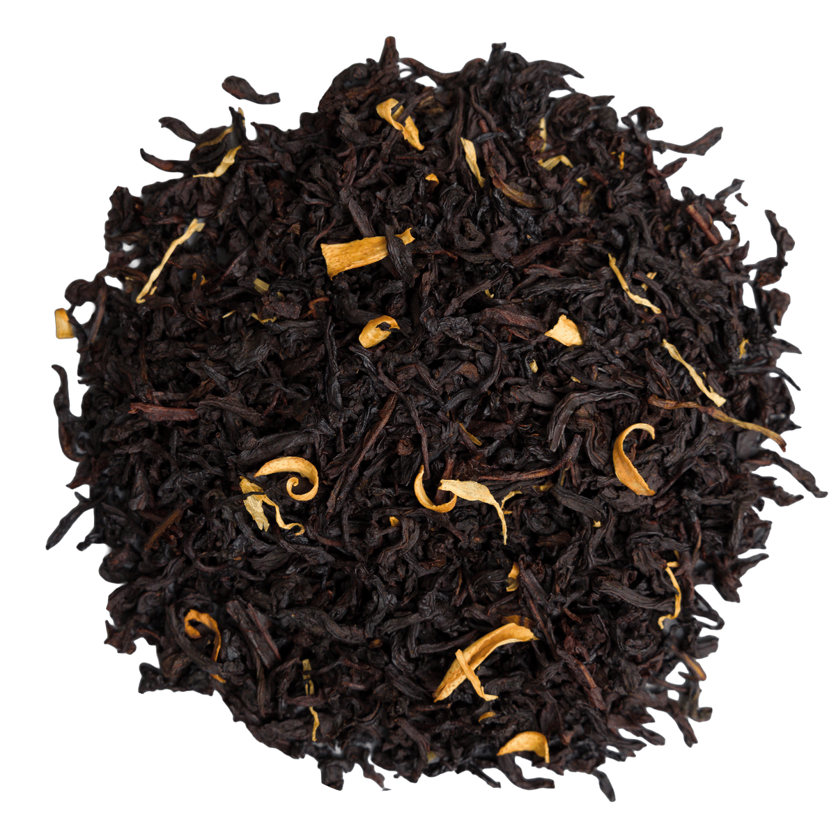 Susz czarnej herbaty Basilur Zesty Twist z kwiatem pomarańczy, nagietkiem oraz aromatem cytryny, imbiru i miodu.
