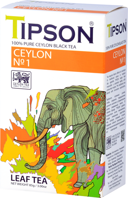 Perspektywiczny widok opakowania Tipson Ceylon No.1 – czarnej herbaty liściastej.