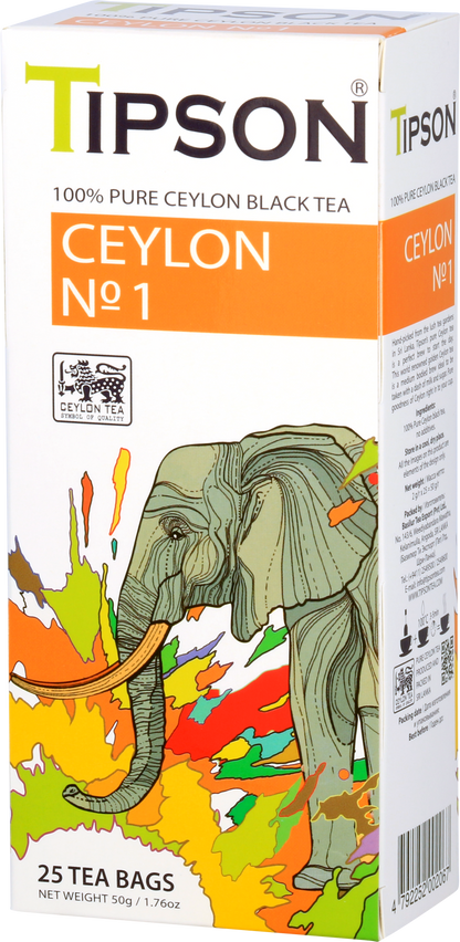 Bok opakowania Tipson Ceylon No. 1 z opisem produktu.