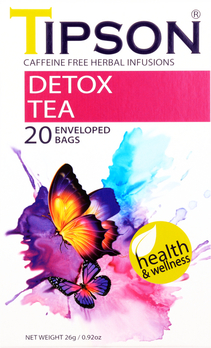 Herbata ziołowa Tipson Detox Tea wspierająca naturalne oczyszczanie organizmu.