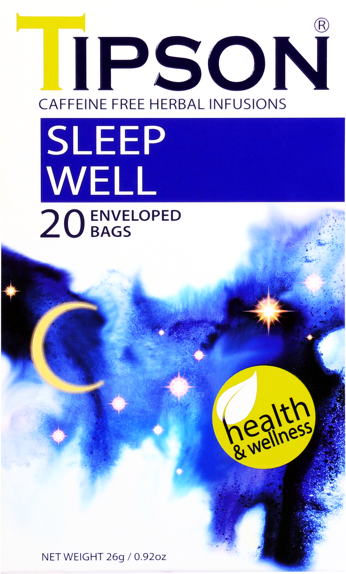 Herbata ziołowa Tipson Sleep Well wspomagająca relaks i spokojny sen.