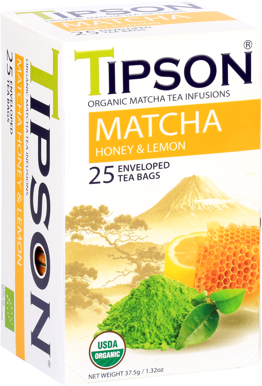 Herbata Tipson Matcha Honey & Lemon – organiczna matcha z miodem i cytryną.