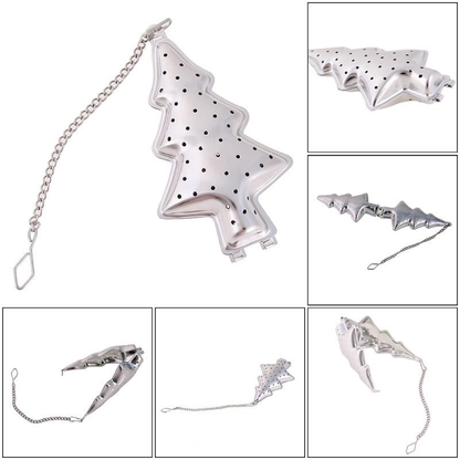 Zestaw ujęć zaparzacza do herbaty choinka ze stali nierdzewnej