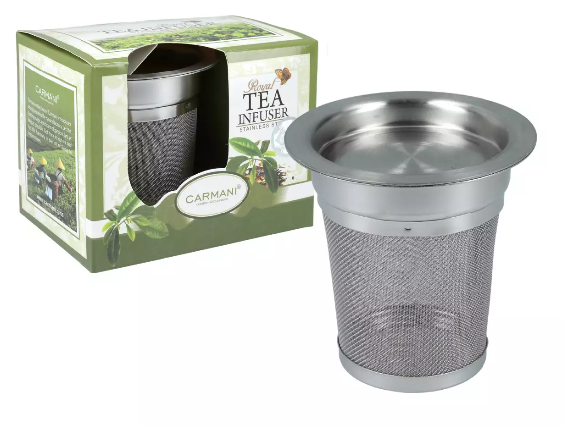 Zestaw zaparzacz stalowy ze spodkiem i pudełkiem prezentowym