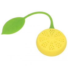 Silikonowy zaparzacz do herbaty w kształcie cytryny z zielonym listkiem