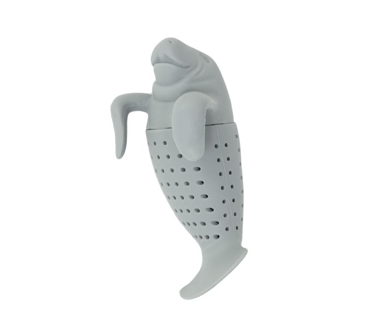 Zaparzacz do herbaty w kształcie morsa, widok z boku na perforowaną część.