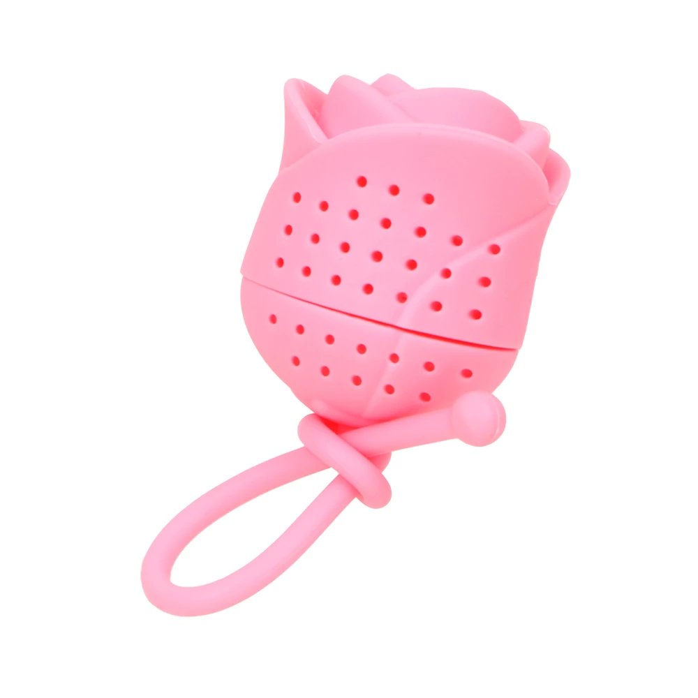 Silikonowy zaparzacz do herbaty w kształcie różowej róży