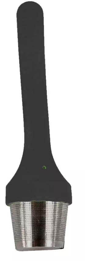 Silikonowy zaparzacz do herbaty z czarnym uchwytem i stalowym sitkiem