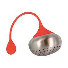 Nowoczesny zaparzacz z metalowym sitkiem i czerwonym silikonowym uchwytem. Wygodny i trwały. Zamów już dziś i ciesz się aromatem ulubionej herbaty!