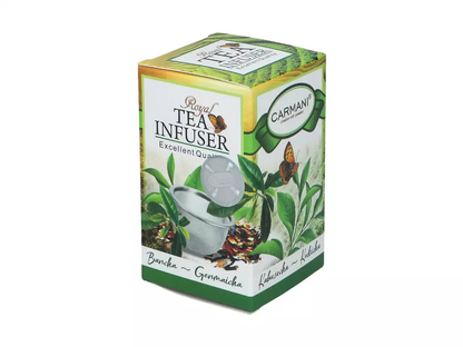 Ozdobne opakowanie zaparzacza do herbaty Muszelka marki Carmani.
