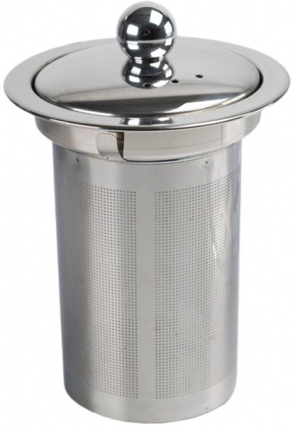 Stalowy zaparzacz z pokrywką do czajnika szklanego.