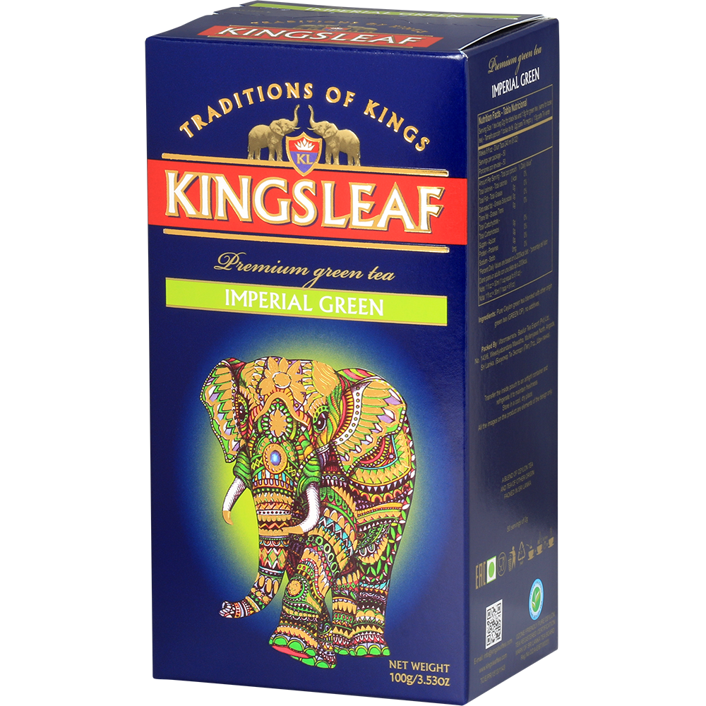 Pudełko herbaty Kingsleaf Imperial Green – luksusowa zielona herbata o wyjątkowym smaku.