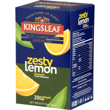 Kingsleaf Zesty Lemon – herbata owocowa o smaku cytryny w kolorowym opakowaniu.