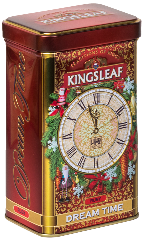 Herbata Kingsleaf Dream Time Ruby w ozdobnej puszce z motywem zegara, czarna herbata cejlońska 75 g.
