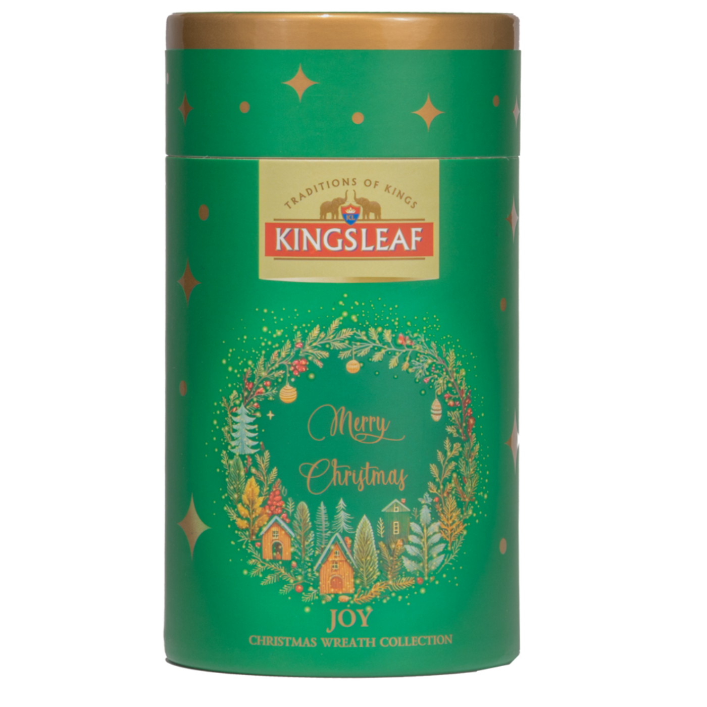 Zielona tuba Kingsleaf Joy 50 g z czarną herbatą cejlońską o aromacie pieczonego jabłka, świąteczna herbata na prezent