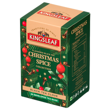 Opakowanie herbaty Kingsleaf Christmas Spice Clove, czarna herbata z goździkiem w 20 kopertach.
