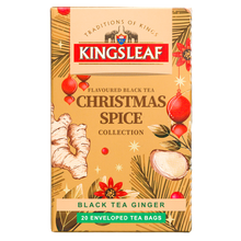 Herbata czarna Kingsleaf Christmas Spice Ginger w kopertach, świąteczne opakowanie 20 saszetek