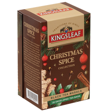 Opakowanie czarnej herbaty Kingsleaf Christmas Spice Black Tea Masala z imbirem, cynamonem i goździkami.