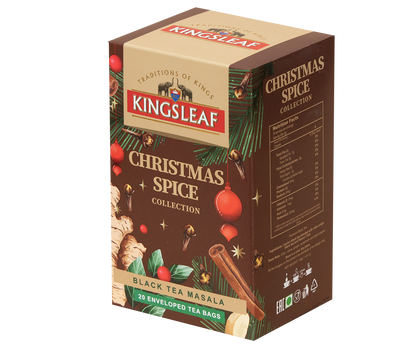 Kartonik Kingsleaf Black Tea Masala z widocznymi saszetkami herbaty.