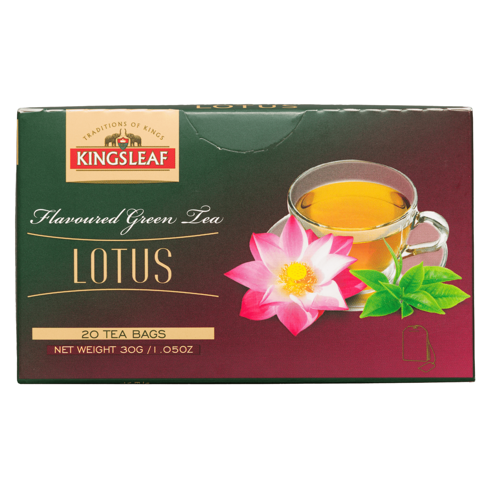 Herbata Kingsleaf Lotus z aromatem lotosu opakowanie prezentujące produkt.
