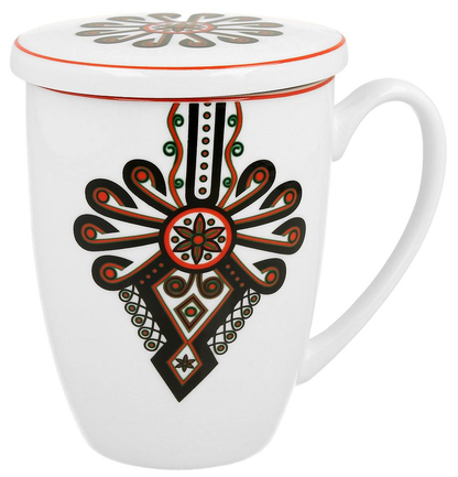 Kubek porcelanowy Parzenica z przykrywką w góralskim stylu.
