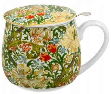 Kubek porcelanowy Golden Lilly 430 ml z zaparzaczem i dopasowaną przykrywką.