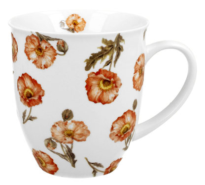 Kubek porcelanowy Wild Poppies 400 ml z kwiatowym wzorem czerwonych maków.