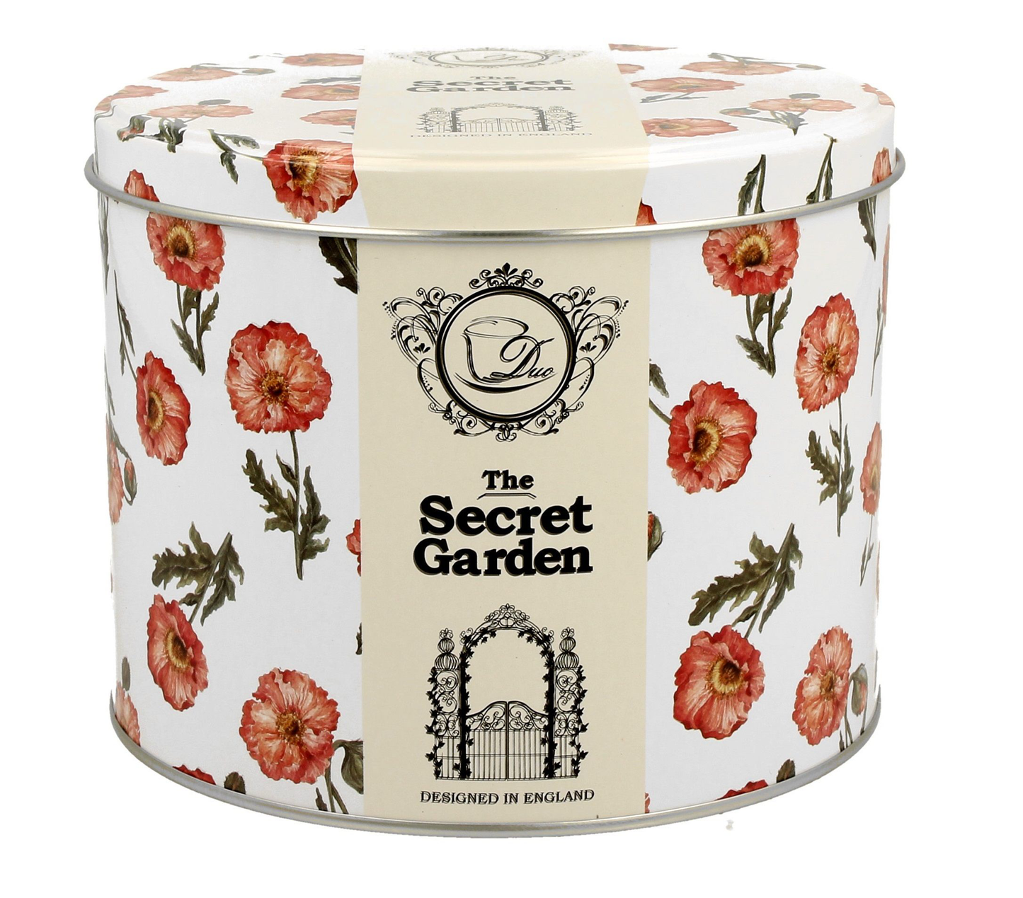 Metalowa puszka ozdobna z motywem czerwonych maków do kubka porcelanowego Wild Poppies.