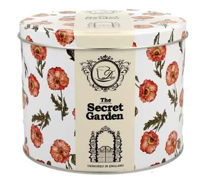 Metalowa puszka ozdobna z motywem czerwonych maków do kubka porcelanowego Wild Poppies.