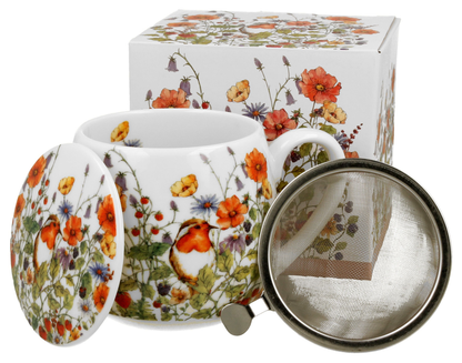 Zestaw kubek porcelanowy Wild Bird 430 ml z zaparzaczem i pudełkiem prezentowym – idealny upominek.