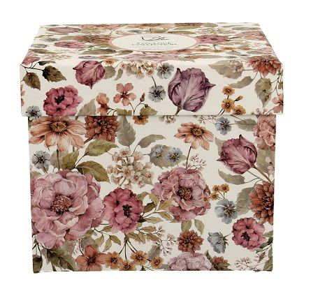 Ozdobne pudełko porcelanowego kubka z zaparzaczem Pastel Flowers White 430 ml w kwiatowy wzór.