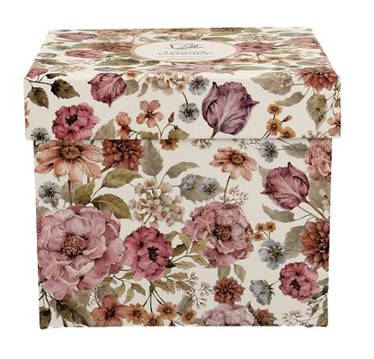 Ozdobne pudełko porcelanowego kubka z zaparzaczem Pastel Flowers White 430 ml w kwiatowy wzór.