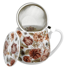 Kubek baryłka Pastel Flowers White 430 ml z pastelowym motywem kwiatowym na białym tle.